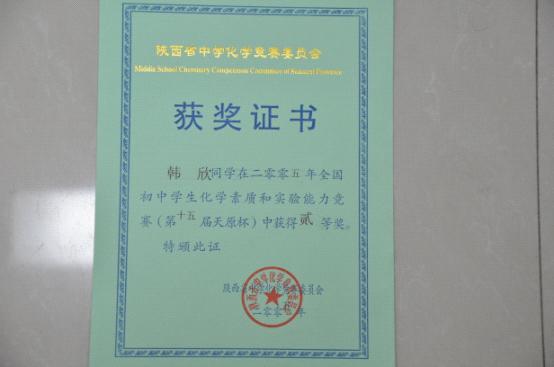 全国初中学生化学素质和实验能力竞赛第十五届天原杯二等奖